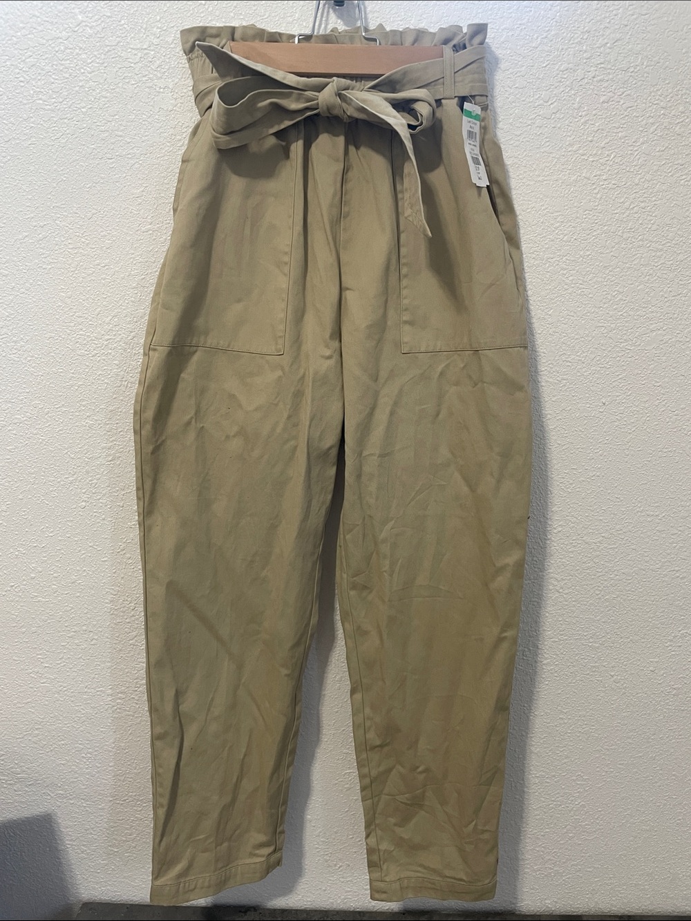 Khaki Paperbag Waist Pants